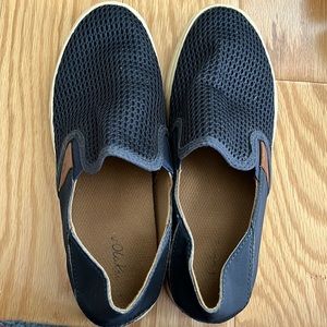 olukai navy slip on shoes